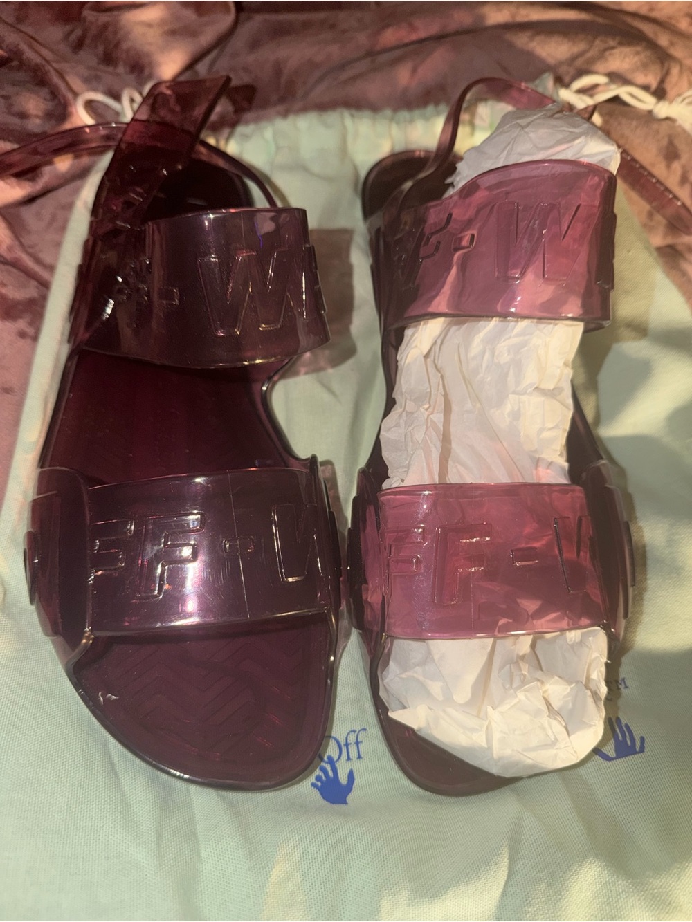Off-White Women's Glossy Plum Jelly Sandals